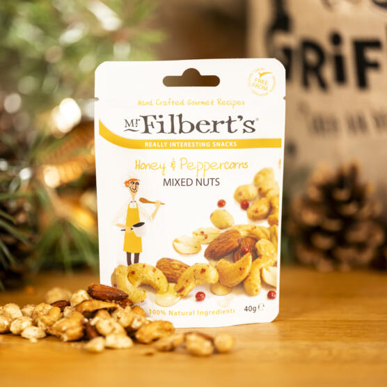 ein Produktbild von: Mr. Filberts Mixed Nuts Honig & Pfeffer, Nussmischung 40g