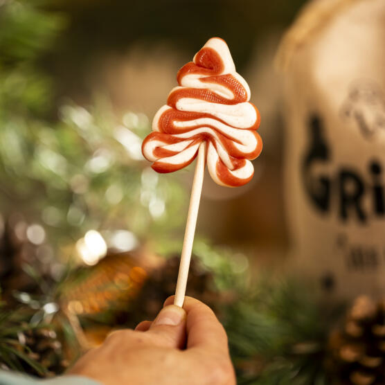 ein Produktbild von: Lolli groß, Weihnachtsbaum, rot-weiß, 50g